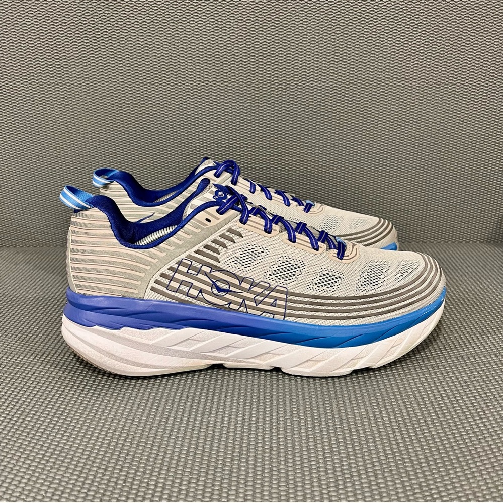 Hoka One One Bondi 6 Vapor Blue Frost Grey Men’s Athletic Running Sneaker Sz 13